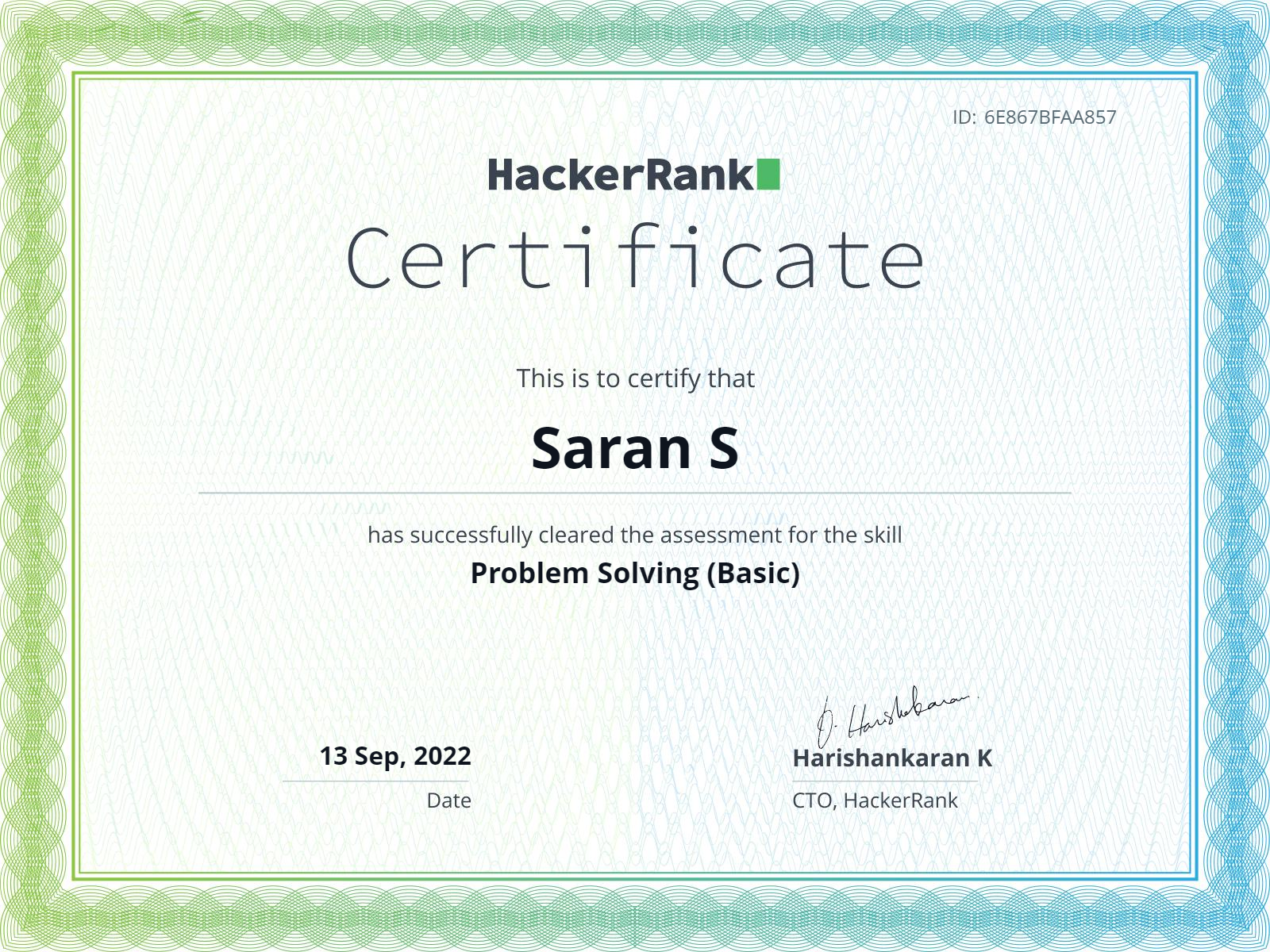 Hackerrank Certificate