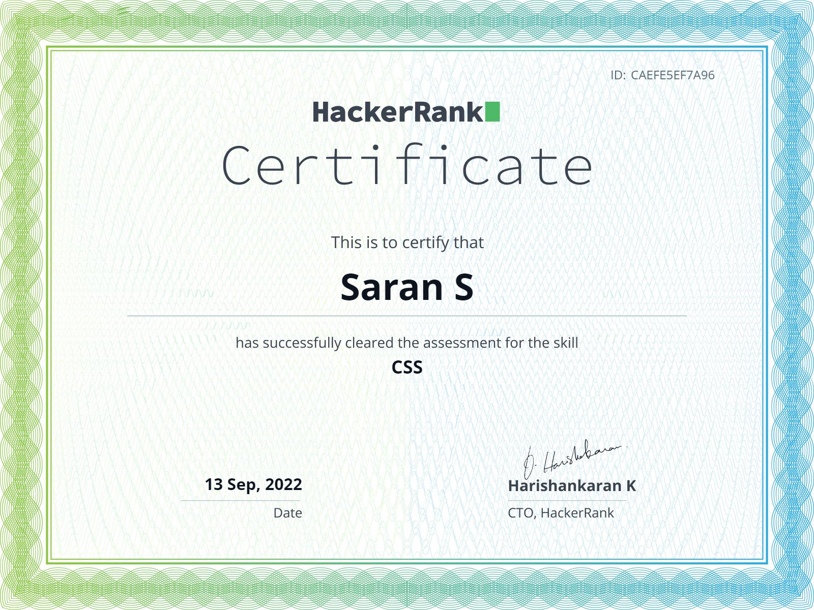 Hackerrank Certificate