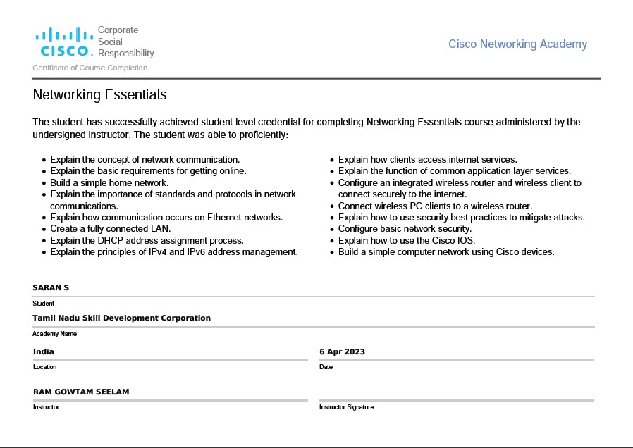 Cisco Certificate